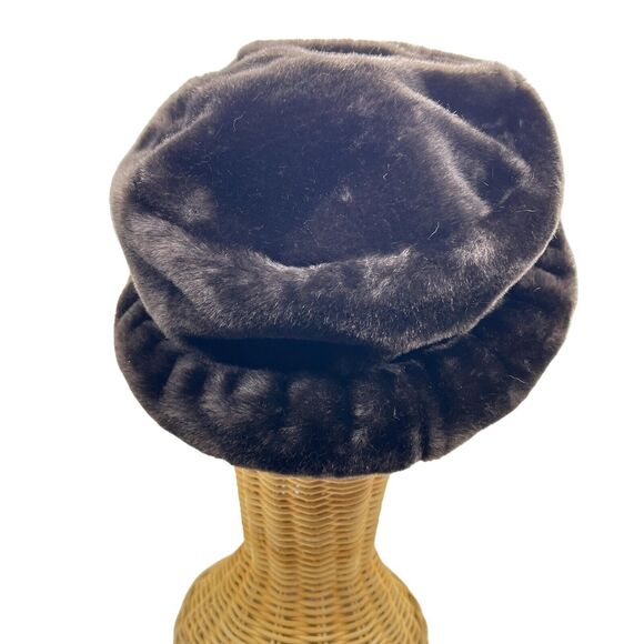 Betmar Hat New York Black Brown Faux Fur Lined Winter Made in USA Women Vintage main image 4